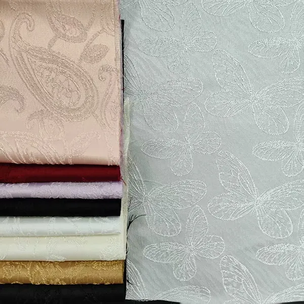 96% poliéster 4% spandex tecidos macios e confortáveis ​​para vestuário tecido jacquard de cetim para roupas