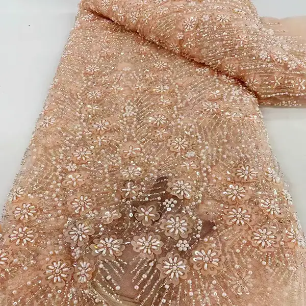 Luxo pesado fez bordados de tule de tule malha de renda malha de malha