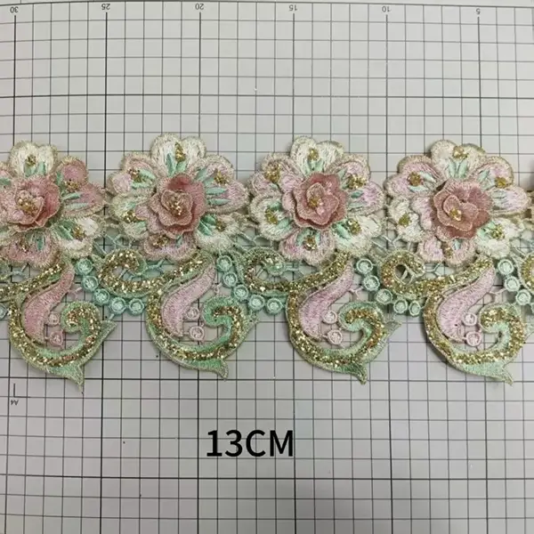Moda de alta qualidade de alta qualidade tridimensional renda de lantejoulas florais adequada para vestidos e outros acessórios