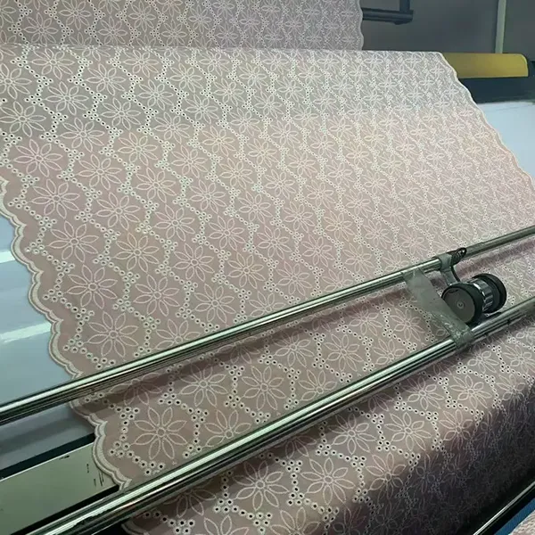 Custom Embroidered Cotton Lace Eyelet Fabric Custom Embroidered Cotton Lace Eyelet Fabric