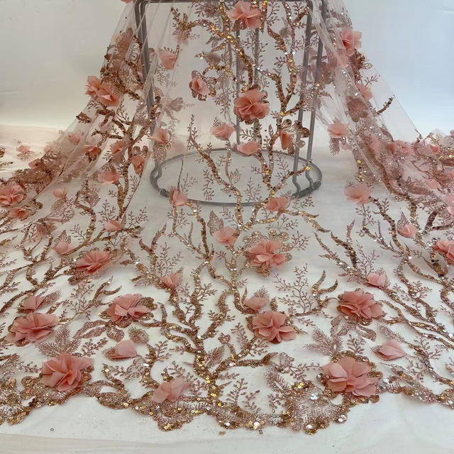 LIGO DE MISTA 2024 MESH 3D Bordado Aplique Flor Bordado Tule Tulle Fabric