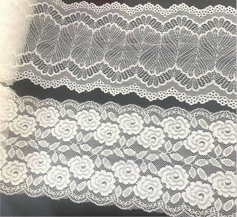Hot Sale Hot Fancy Nylon Spandex Lace Stretch Trim com renda elástica para roupas íntimas e lingerie