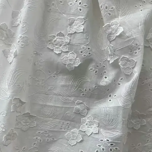 Flor 3D decorada com tecido de renda de bordado de algodão 100%