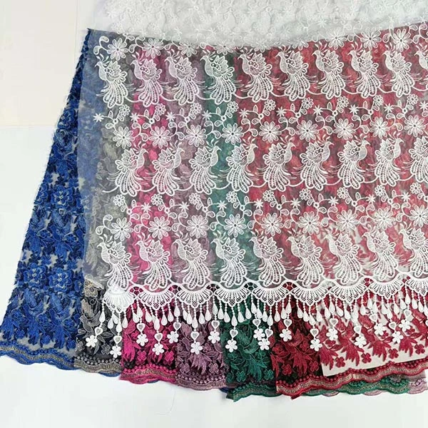 Atacado linda flor 3d frisada tecido bordado barato tecido suíço voile guarnição de renda 2021